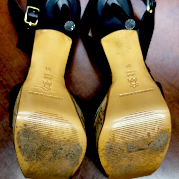 Sexy Gianmarco Lorenzi Cork Leather Stiletto Ankle Strap Platforms EU 39 - Picture 5 of 8